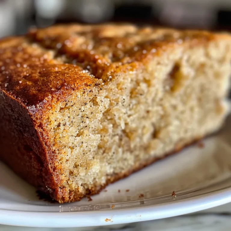 Moist banana cake, frosted and topped with walnuts, cut into squares in a baking pan.